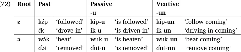 Table 6. Mid vowel raising compared in related languages 