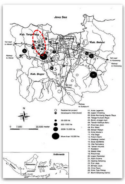 Gambar 1.1.  Peta Lokasi Pengembangan Permukiman di JabodetabekSumber: 