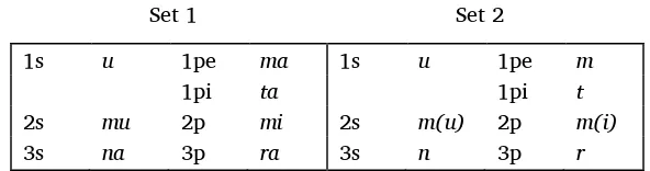 Table 19. Pronominal prefixation of verbs 