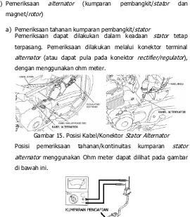 Gambar 15. Posisi Kabel/Konektor Stator  Alternator   