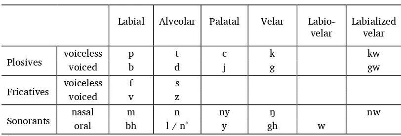 Table 2.2. Orthographic representation of Godié consonants 