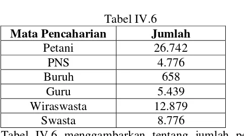 Tabel IV.6 menggambarkan tentang jumlah penduduk Kecamatan Salam 