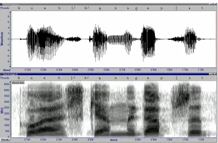 Figure 2.13:  /kuaµ¾j j-kaπ-n‚-kap¾-‚t/ [ku.aµ¾ÿj.kja.n‚.gap¾.‚t] ÿπ‘that they should not say…’ 