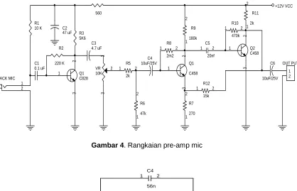 Gambar 4. Rangkaian pre-amp mic  
