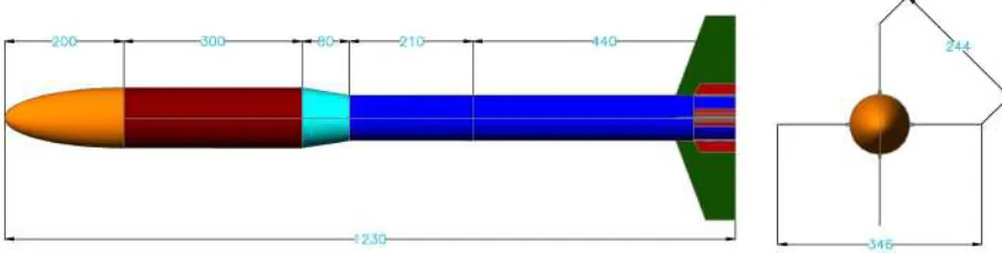 Gambar 1.1: Dimensi Roket RUM 