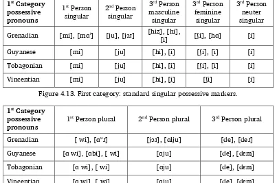 Figure 4.13. First category: standard singular possessive markers. 