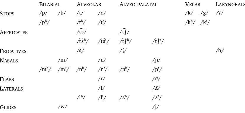 Table 3-1 Northern Pame Consonants 
