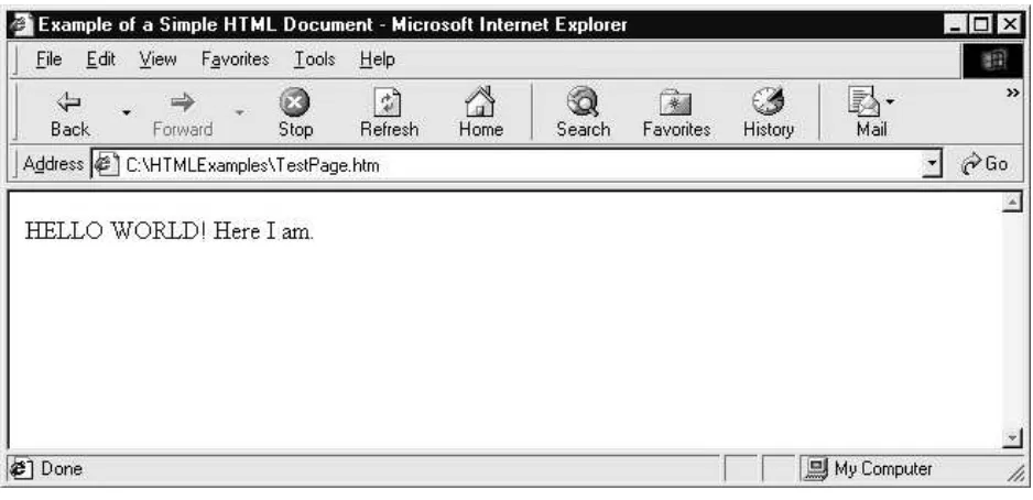 Gambar 1-2 Halaman Web sederhana yang ditampilkan oleh Internet Explorer 