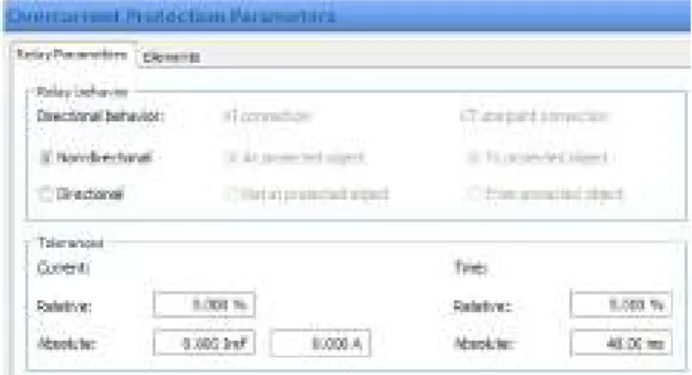 Tabel 4.1 Nilai Seting Input Masing-Masing Proteksi ke  Omicron CMC 356 
