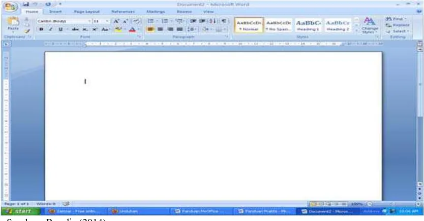 Gambar 3.2.Tampilan Lembar Kerja Microsoft Word 2007 