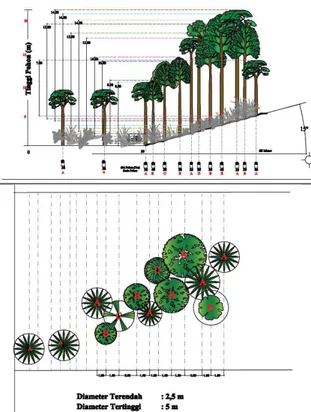 Gambar 2. Menunjukan diagram profil vegetasi tipe ko- ko-munitas bekas perkebunan 