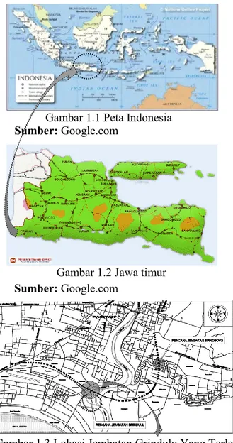 Gambar 1.3 Lokasi Jembatan Grindulu Yang Terletak Di  Provinsi Jawa Timur (Pacitan) 