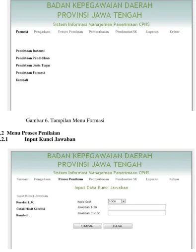 Gambar 7. Tampilan Menu Input Kunci Jawaban 