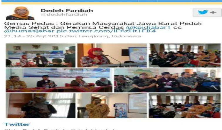 Gambar 2. Ketua KPID Jawa Barat, Dr.Dedeh Fardiah.,M.Si, dalam Program Gemas Pedas  