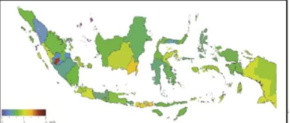 Gambar  1  menunjukkan  bahwa  sebagian  besar  wilayah  Indonesia  memiliki  kecepatan  angin  rata-rata  antara  2  m/s  hingga  3  m/s