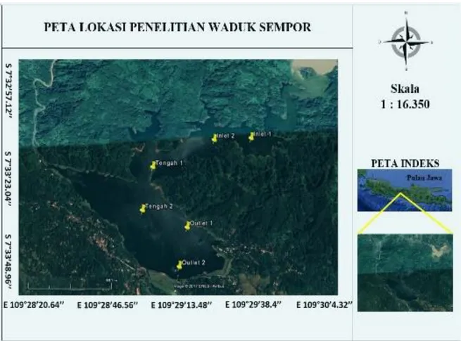 Gambar 1.  Peta  Lokasi penelitian Waduk Sempor (Sumber :https://maps.google.com) 