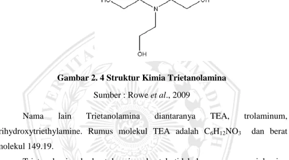 Gambar 2. 4 Struktur Kimia Trietanolamina  Sumber : Rowe et al., 2009 