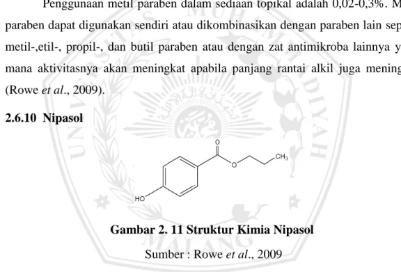 Gambar 2. 11 Struktur Kimia Nipasol   Sumber : Rowe et al., 2009 