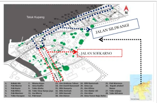 Gambar 6. Peta persebaran informan, dianalisis dari peta RTRW kota Kupang, 2016 