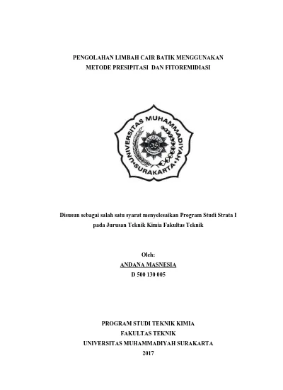 Pengolahan Limbah Cair Batik Menggunakan Metode Presipitasi dan ...