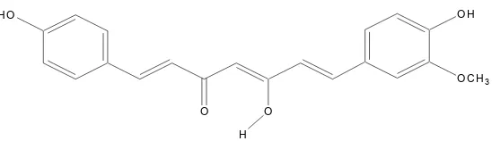 Gambar 2. Struktur molekul kurkumin ( Majeed, 1995 ) 
