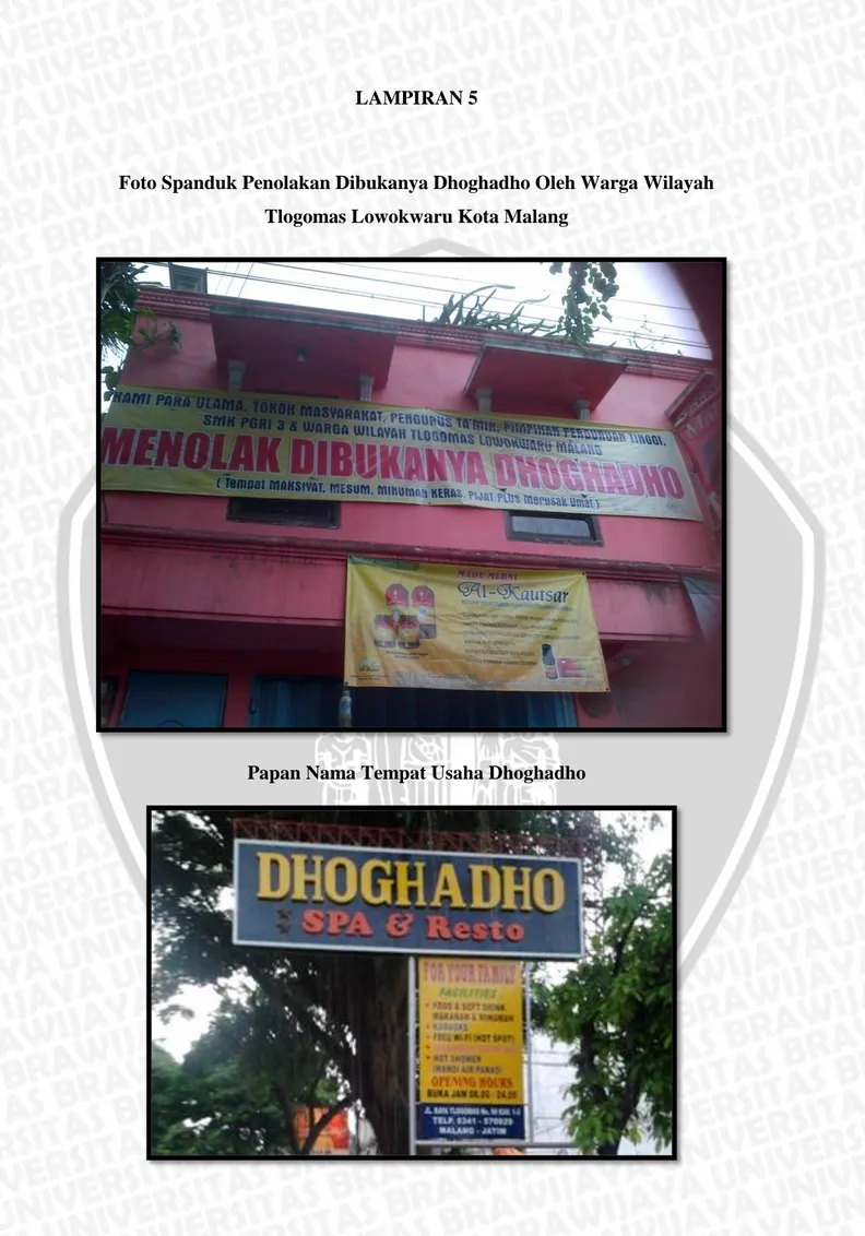 Foto Spanduk Penolakan Dibukanya Dhoghadho Oleh Warga Wilayah  Tlogomas Lowokwaru Kota Malang 