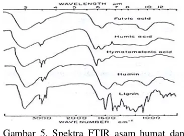 Gambar 5. Spektra FTIR asam humat dan 