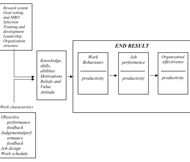 Gambar 1. Conceptual framework of the determinants of productivity in Organization-a behaviors Science approach (Kopelmen, 1998) Environment