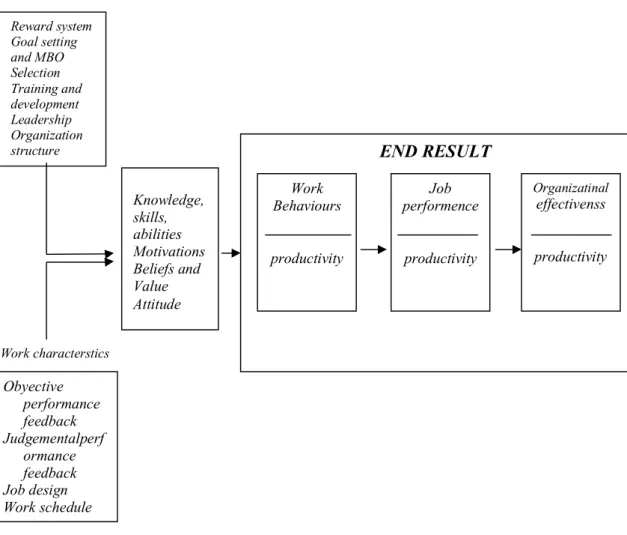 Gambar 1. Conceptual framework of the determinants of productivity in Organization-a behaviors Science approach (Kopelmen, 1998) Environment
