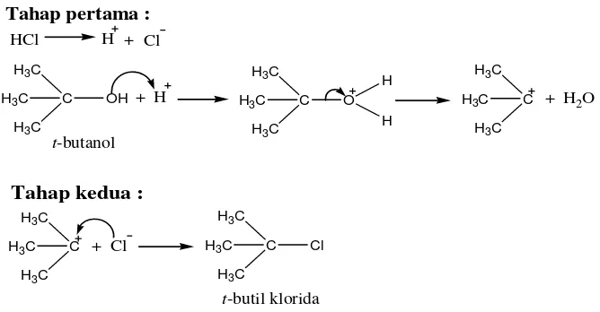 Gambar 13. Mekanisme reaksi pembentukkan tersier-butil klorida