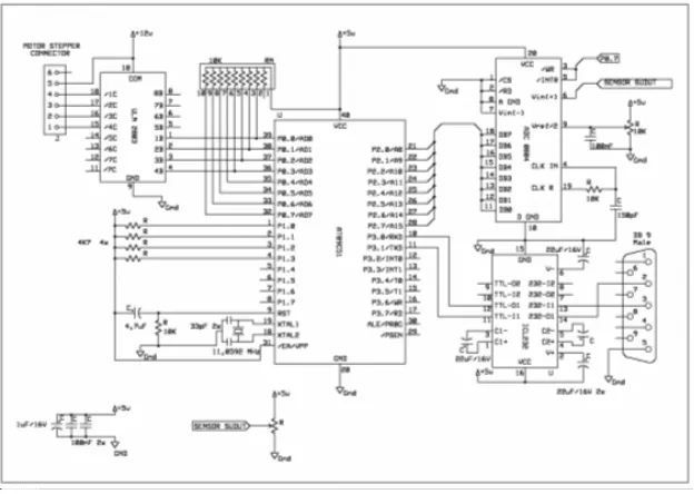 Gambar 3.  Rangkaian sistem kontrol sensor aktuator. 
