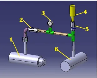 Gambar 3.2. Skema alat pendingin absorbsi dengan tabung generator horisontal  