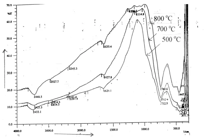 Gambar 1. Spektrum gel hasil gelasi eksternal dalam medium NH4OH (a) dan spektrum amonium 