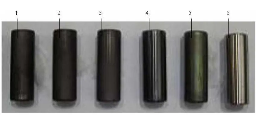 Gambar 9. Pena piston yang dinitridasi dan tanpa nitridasi 