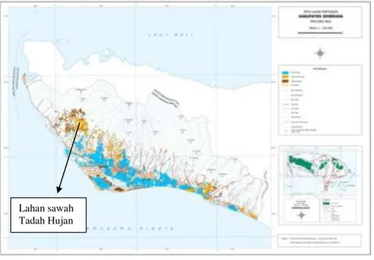 Gambar 1. Peta pencitraan satelit sawah tadah hujan. 