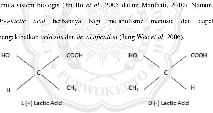 Gambar 2.3. Isomer asam laktat (Jung Wee et al, 2006) 