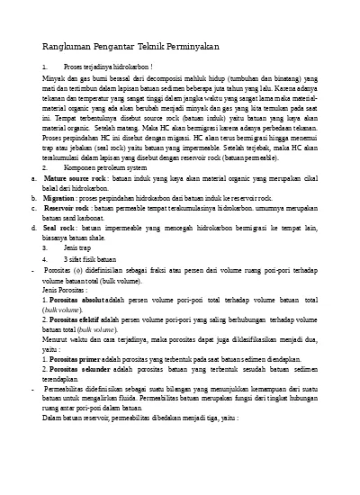 Rangkuman Pengantar Teknik Perminyakan Docx