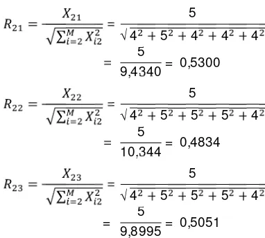 Tabel 3. Perbandingan matriks V baris 1 dan baris 3
