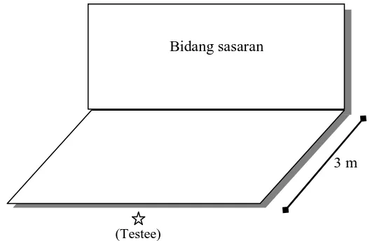 Gambar 3.3 Diagram lapangan tes lempar dan menangkap bola Sumber : Nurhahsan, 2013, hlm