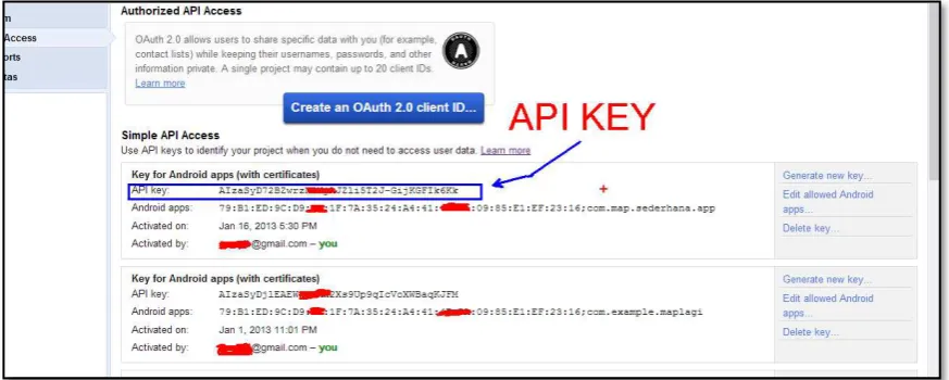 Gambar 1.11. Memasukkan key SHA1 ke dalam API Project 