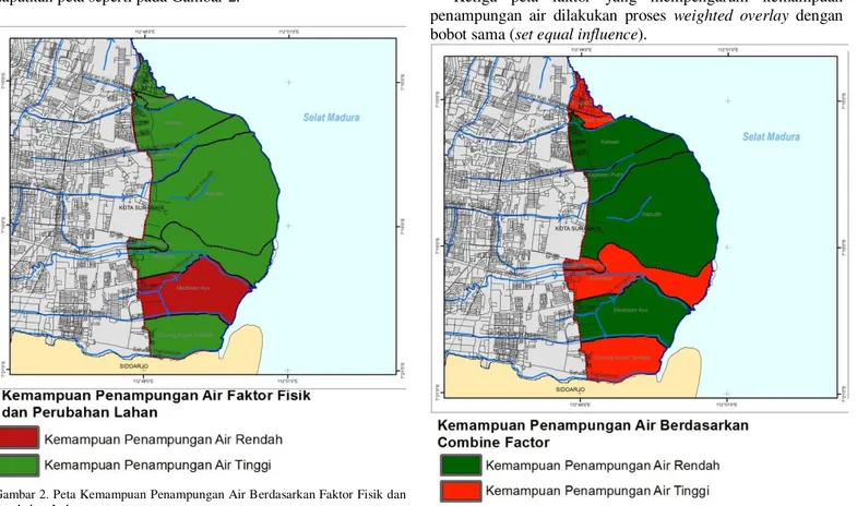 Gambar 2. Peta Kemampuan Penampungan Air Berdasarkan Faktor Fisik dan  Perubahan Lahan 