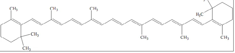 Gambar 1. Struktur kimia beta karoten (Anonim, 1979).