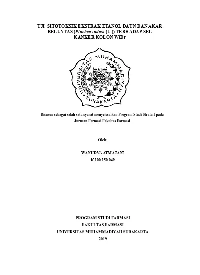 Uji Sitotoksik Ekstrak Etanol Daun Dan Akar Beluntas (Pluchea Indica (L ...