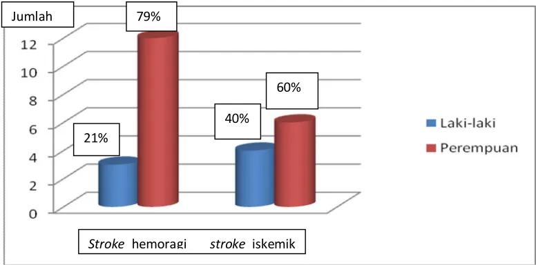 Gambar 5. Karakteristik pasien berdasarkan jenis kelamin pada Pasien Stroke  di Unit Stroke  Rumah Sakit Umum Daerah Banyumas Periode Januari Juni 2009  