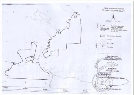 Gambar Peta lokasi PT. SSS berdasarkan Izin Lokasi 2007 