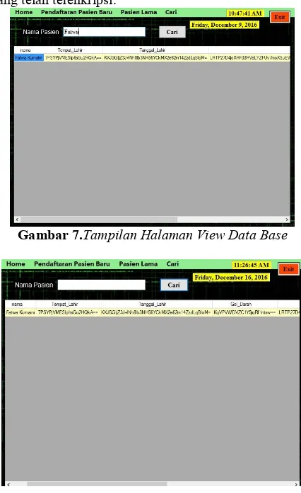 Gambar 7.Tampilan Halaman View Data Base 