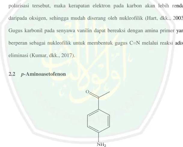 Gambar 2.2 Struktur senyawa p-aminoasetofenon (Pubchem, 2018) 