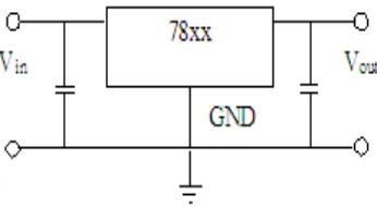 Gambar 2.8. Rangkaian regulasi tegangan dengan IC 78xx [6].