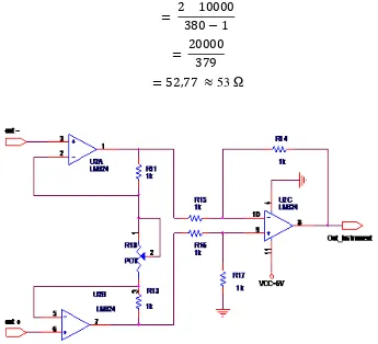 Gambar 3.5. Perancangan Rangkaian Instrumentation Amplifier [3]