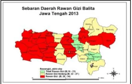 Gambar 6.Hasil uji Statistik  Sebaran Daerah Rawan Gizi Balita Jawa Tengah 2013 